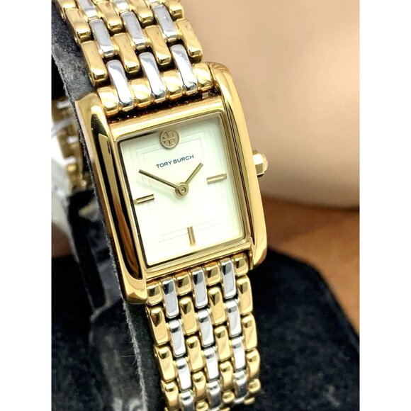 Tory Burch Women's Watch TBW1066 Quartz Two Tone Stainless Steel Tank 19mm - Picture 13 of 14